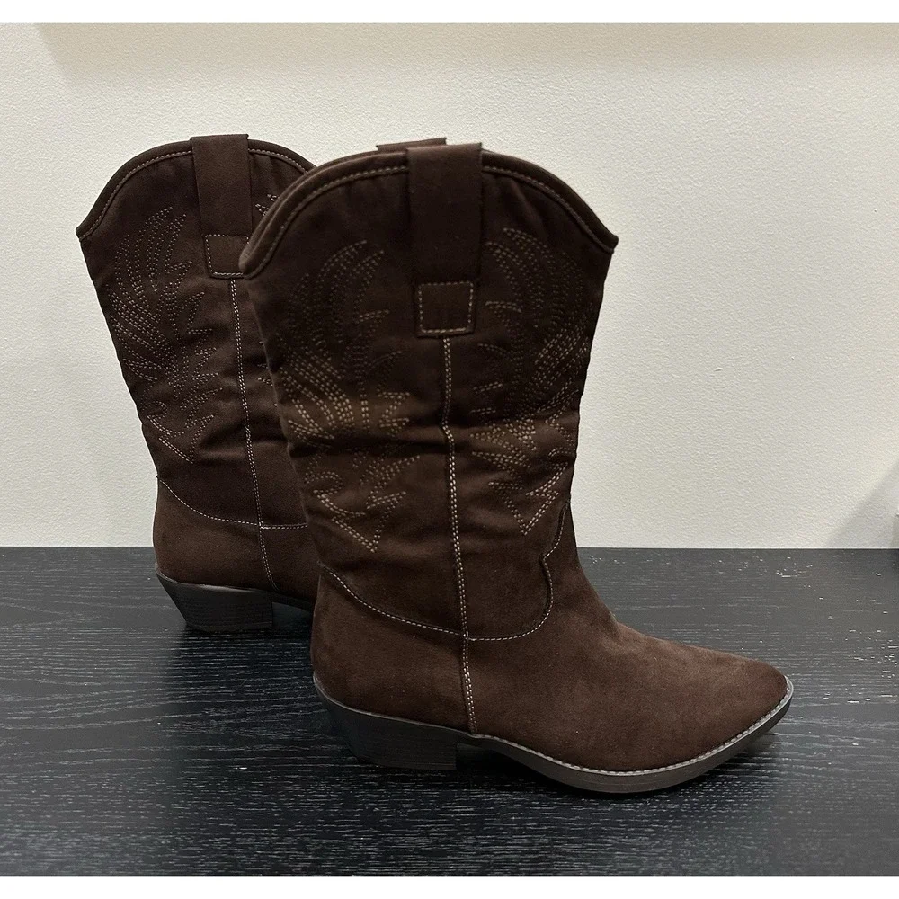 Style & Co Women's Mocha Brown Miyyaa Cowboy Comfort Soft Cowboy‎ Boots 7M NEW